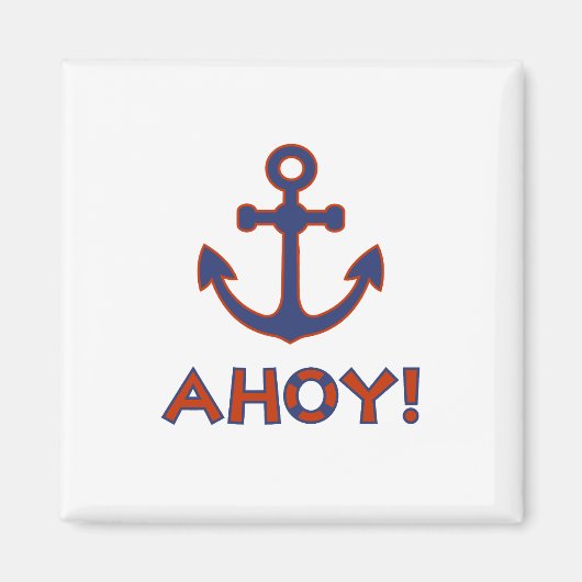AHOY! Boei + ankerontwerp rood + blauw Magneet (Voorkant)