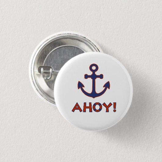 AHOY! Boei + ankerontwerp rood + blauw Ronde Button 3,2 Cm (Voorkant /achterkant)