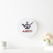 AHOY! Boei + ankerontwerp rood + blauw Ronde Klok (Huis)