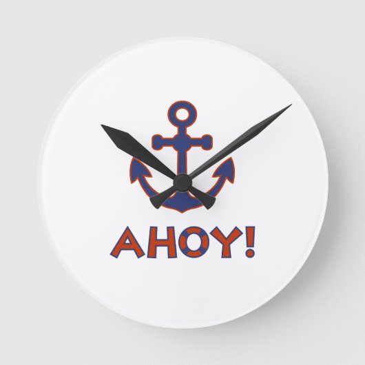 AHOY! Boei + ankerontwerp rood + blauw Ronde Klok (Voorkant)