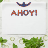 AHOY! Boei + ankerontwerp rood + blauw Theedoek (Gevouwen)