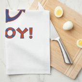 AHOY! Boei + ankerontwerp rood + blauw Theedoek (Quarter Fold)