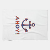 AHOY! Boei + ankerontwerp rood + blauw Theedoek (Horizontaal)