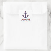 AHOY! Boei + ankerontwerp rood + blauw Vierkante Sticker (Tas)