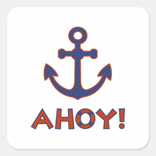 AHOY! Boei + ankerontwerp rood + blauw Vierkante Sticker (Voorkant)