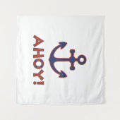 AHOY! Boei + ankerontwerp rood + blauw Wandkleed (Voorkant (horizontaal))