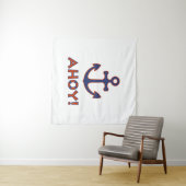 AHOY! Boei + ankerontwerp rood + blauw Wandkleed (In Situ (horizontaal))