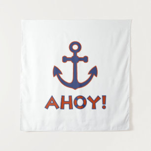 AHOY! Boei + ankerontwerp rood + blauw Wandkleed