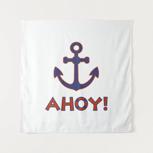 AHOY! Boei + ankerontwerp rood + blauw Wandkleed (Voorkant)