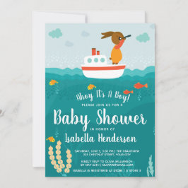 Ahoy Boy Nautical Boat Baby shower Kaart