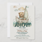 Ahoy Boy Teddy Bear Sailor Boat Zee Baby shower in Kaart (Voorkant)