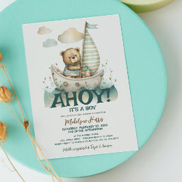 Ahoy Boy Teddy Bear Zeiler Boot Zee Baby Shower In Kaart