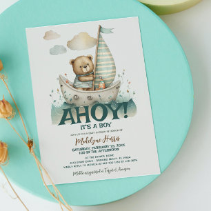 Ahoy Boy Teddy Bear Zeiler Boot Zee Baby Shower In Kaart