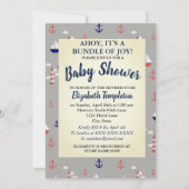 Ahoy Cute Nautical Baby shower Invitation Kaart (Voorkant)