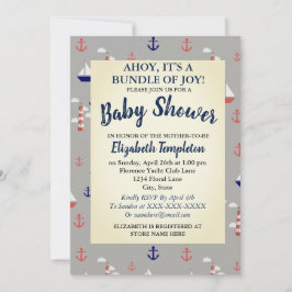 Ahoy Cute Nautical Baby shower Invitation Kaart