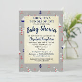 Ahoy Cute Nautical Baby shower Invitation Kaart (Staand voorkant)