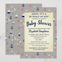 Ahoy Cute Nautical Baby shower Invitation Kaart