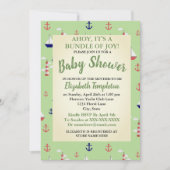 Ahoy Cute Nautical Baby shower Invitation Kaart (Voorkant)