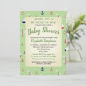 Ahoy Cute Nautical Baby shower Invitation Kaart (Staand voorkant)