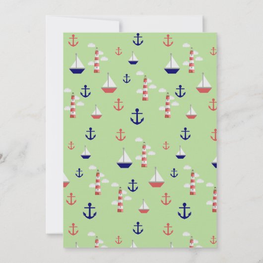 Ahoy Cute Nautical Baby shower Invitation Kaart (Achterkant)