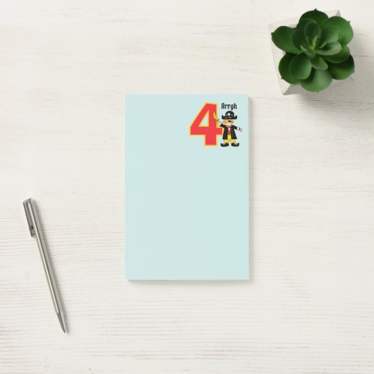 Ahoy Cute Piraat Jongen 4e Verjaardag Post-it® Notes (Kantoor)