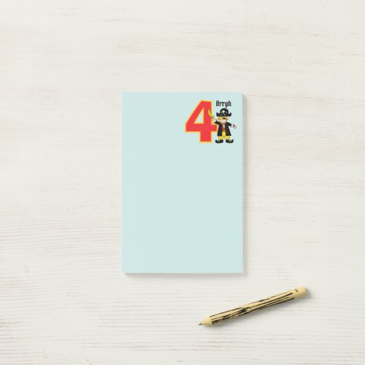 Ahoy Cute Piraat Jongen 4e Verjaardag Post-it® Notes (Op bureau)