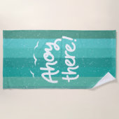 Ahoy Daar blauw, vervormd blauw, gestreept Strandlaken (Voorkant)