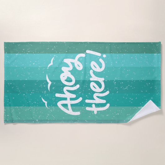 Ahoy Daar blauw, vervormd blauw, gestreept Strandlaken (Voorkant)