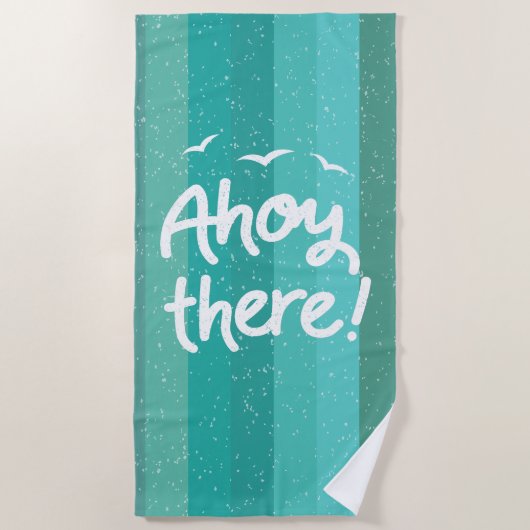 Ahoy Daar blauw, vervormd blauw, gestreept Strandlaken (Voorkant)