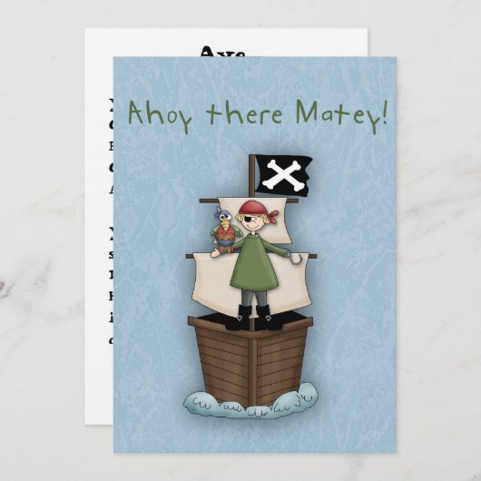 Ahoy Daar Matey Invite Kaart (Voorkant / Achterkant)