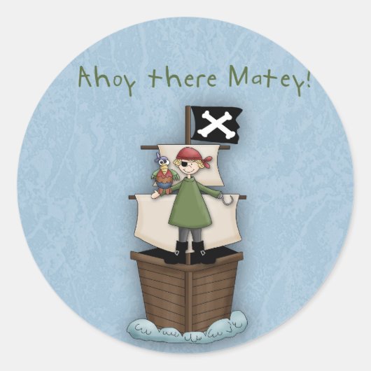 Ahoy Daar Matey. Pirate Party Ronde Sticker (Voorkant)