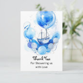 Ahoy daar! Nautical Magic Boy Baby shower Bedankkaart (Staand voorkant)