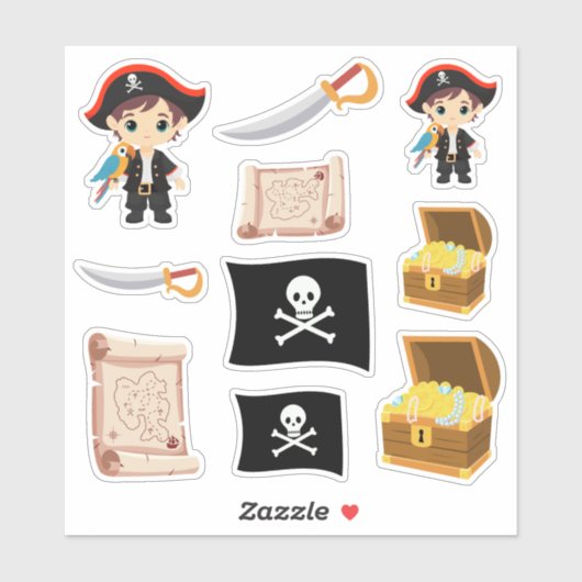 Ahoy Daar! Piratenjongen Verjaardagsstickerblad Sticker (Vel)