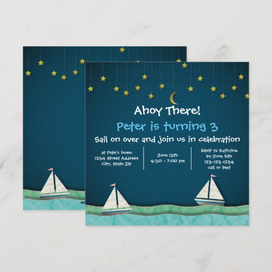 Ahoy Daar Zeilboten & Sterren Kaart (Voorkant / Achterkant)