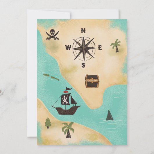 Ahoy Fun Pirate schatkaart kinder 5e verjaardag Kaart (Achterkant)