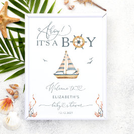 Ahoy, het is Boy! Nautical Boat Baby shower Welkom Poster