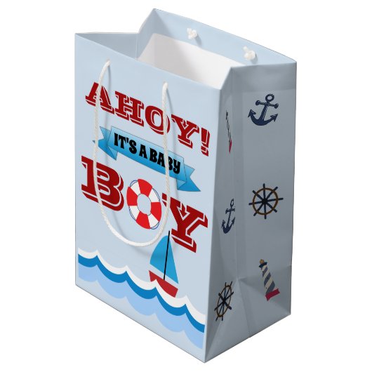 Ahoy Het Is Een Baby Jongen Cadeautas (Achterkant Gekanteld)