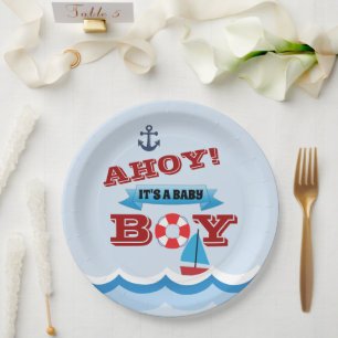 Ahoy Het Is Een Baby Jongen Papieren Bord