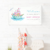Ahoy Het is een Baby schip Dieren Zeilboot Baby sh Spandoek (Insitu)