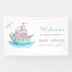 Ahoy Het is een Baby schip Dieren Zeilboot Baby sh Spandoek