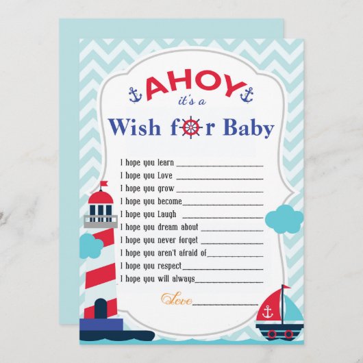 Ahoy Het is een baby shower Advice Card voor jonge Kaart (Voorkant / Achterkant)