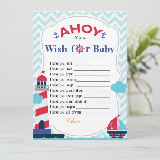 Ahoy Het is een baby shower Advice Card voor jonge Kaart (Staand voorkant)