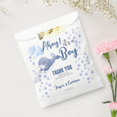 Ahoy het is een baby shower blauwe vinvis. bedankzakje (Gezegeld)