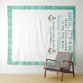 Ahoy Het is een Baby shower Blue Ocean Nautical Wandkleed (In Situ (horizontaal))