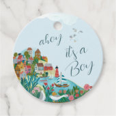 Ahoy, het is een baby shower feest bedankjes labels (Voorkant)