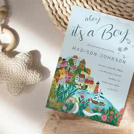 Ahoy, het is een baby shower feest kaart