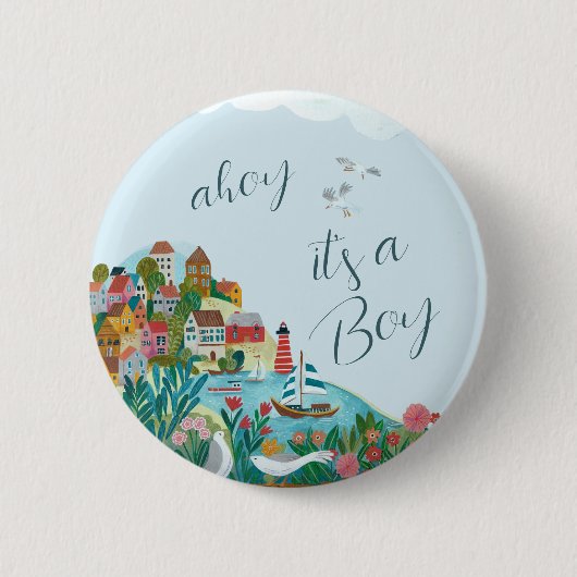 Ahoy, het is een baby shower feest ronde button 5,7 cm (Voorkant)