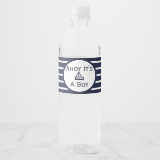 Ahoy Het is een Baby shower-fles-label. Waterfles Etiket
