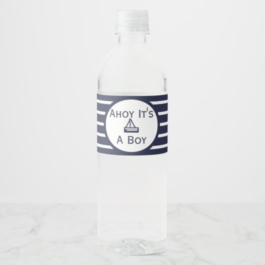 Ahoy Het is een Baby shower-fles-label. Waterfles Etiket (Voorkant)