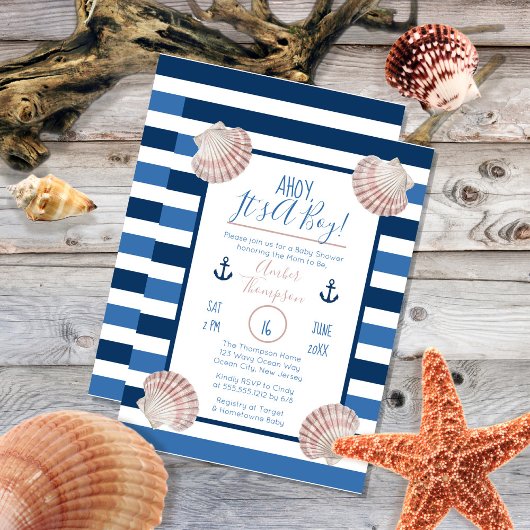 Ahoy Het is een Baby shower met een tjoch neusthem Kaart